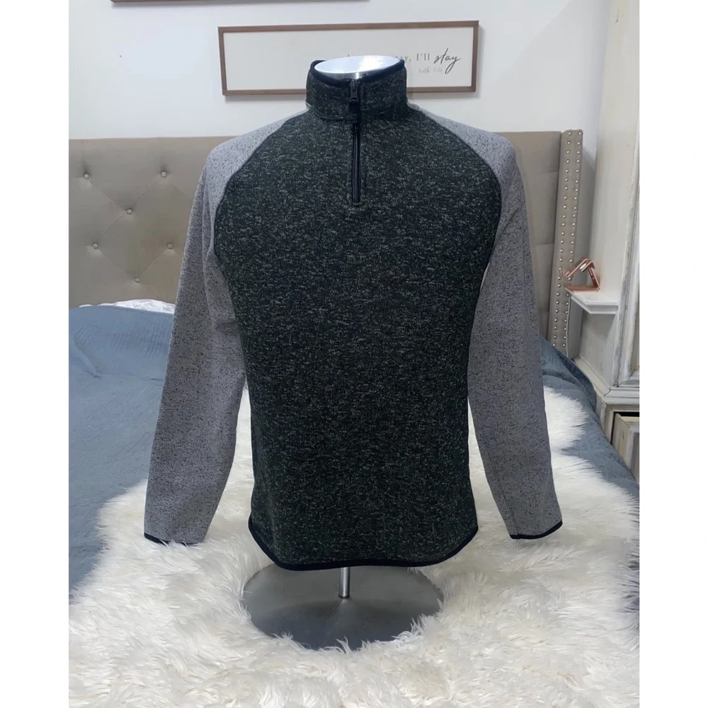 NWOT* Dockers | 1/4 Zip Fleece Lined Pullover Sweater Black Gray Men's